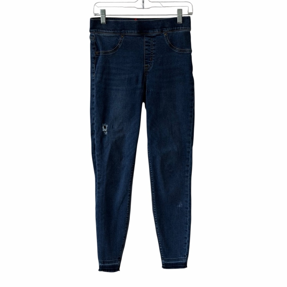 SPANX Distressed Ankle Medium Wash Skinny Jeans Size M‎